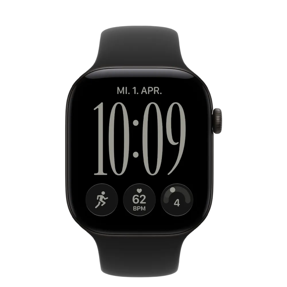 Apple Watch Series 12 GPS 46mm Black Aluminum Case with Black Sport Band - M/L
