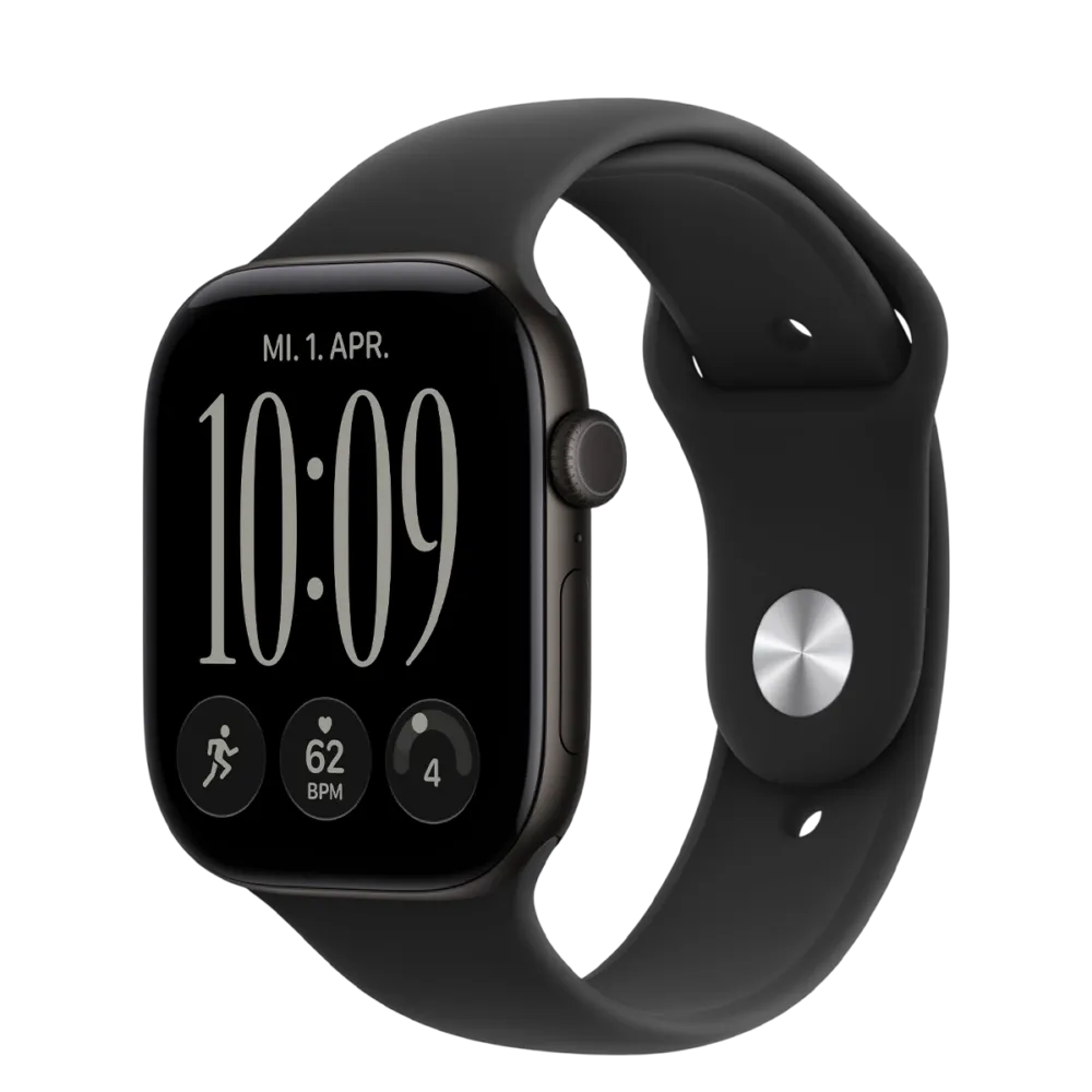 Apple Watch Series 12 GPS 46mm Black Aluminum Case with Black Sport Band - M/L