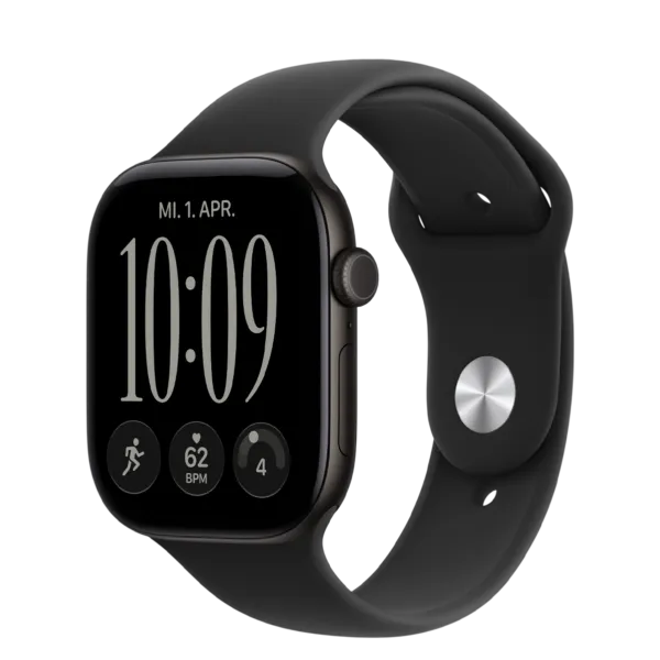 Apple Watch Series 12 GPS 46mm Black Aluminum Case with Black Sport Band - M/L