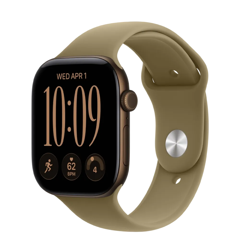 Apple Watch Series 12 GPS 46mm Dark Bronze Aluminum Case with Olive Sport Band - S/M