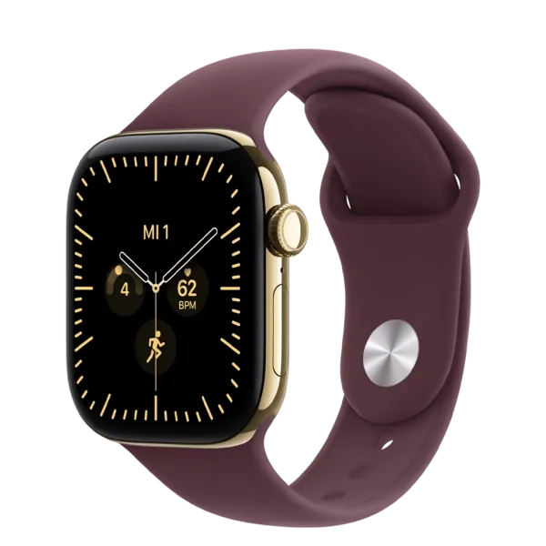 Apple Watch Series 12 GPS + Cellular 42mm Radiant Gold Titanium Case with Burgundy Sport Band - M/L