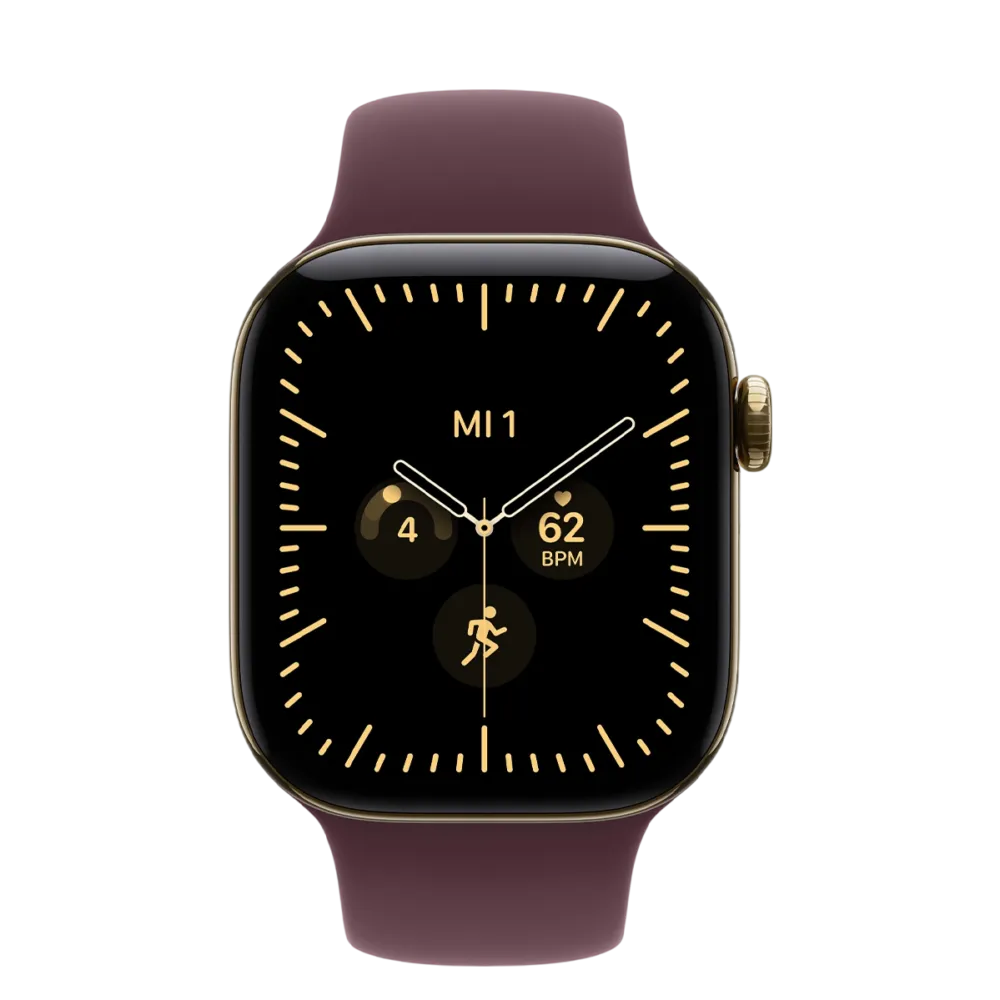 Apple Watch Series 12 GPS + Cellular 42mm Radiant Gold Titanium Case with Burgundy Sport Band - M/L
