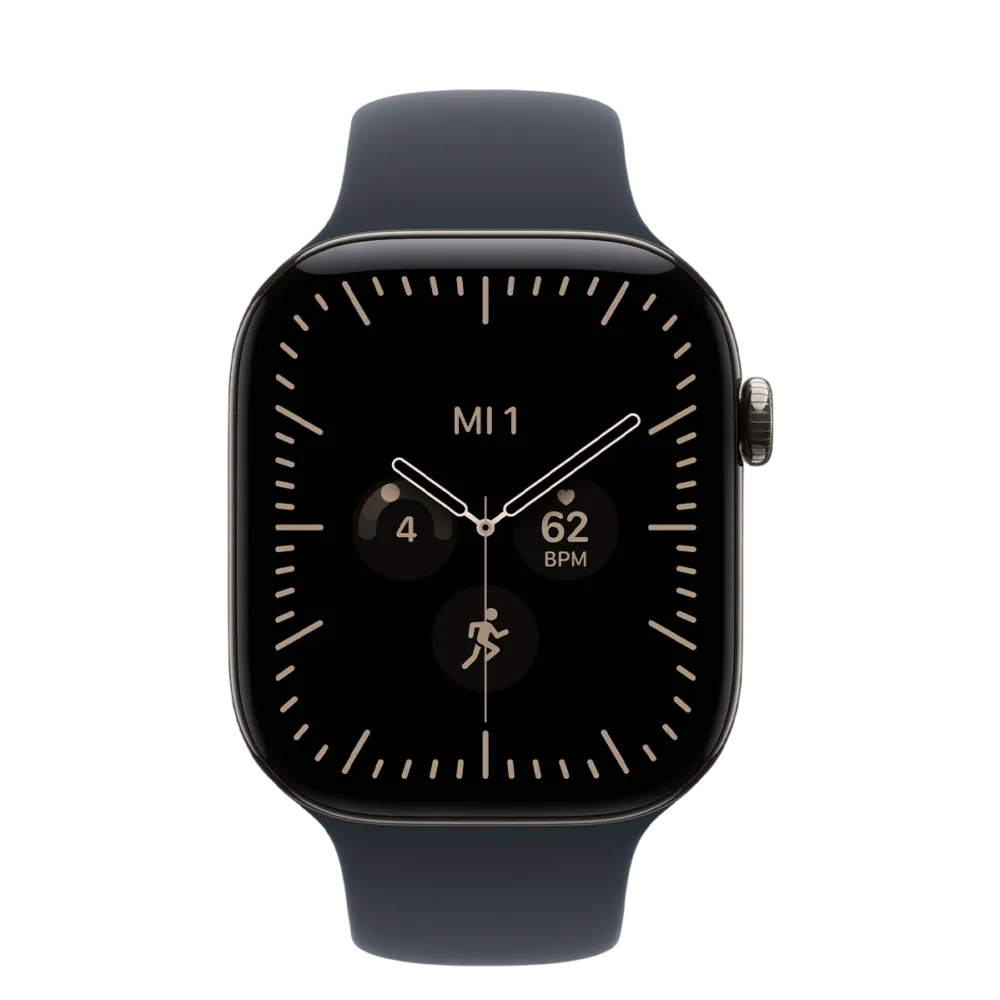 Apple Watch Series 12 GPS + Cellular 46mm Natural Titanium Case with Navy Blue Sport Band - M/L