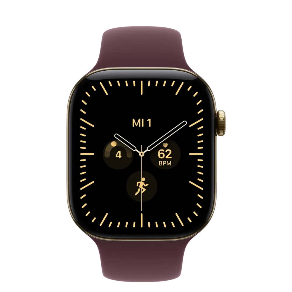 Apple Watch Series 12 GPS + Cellular 46mm Radiant Gold Titanium Case with Burgundy Sport Band - M/L