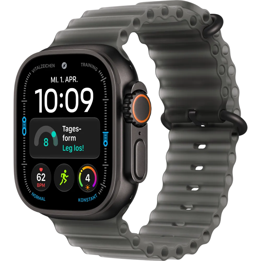 Apple Watch Ultra 4 GPS + Cellular 49mm Black Titanium Case with Translucent Black Ocean Band