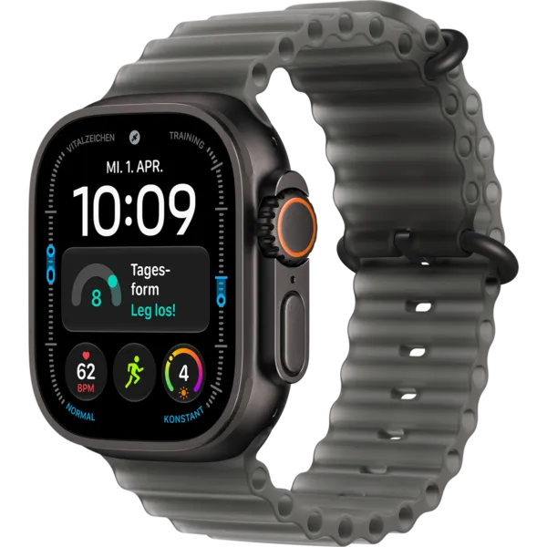 Apple Watch Ultra 4 GPS + Cellular 49mm Black Titanium Case with Translucent Black Ocean Band
