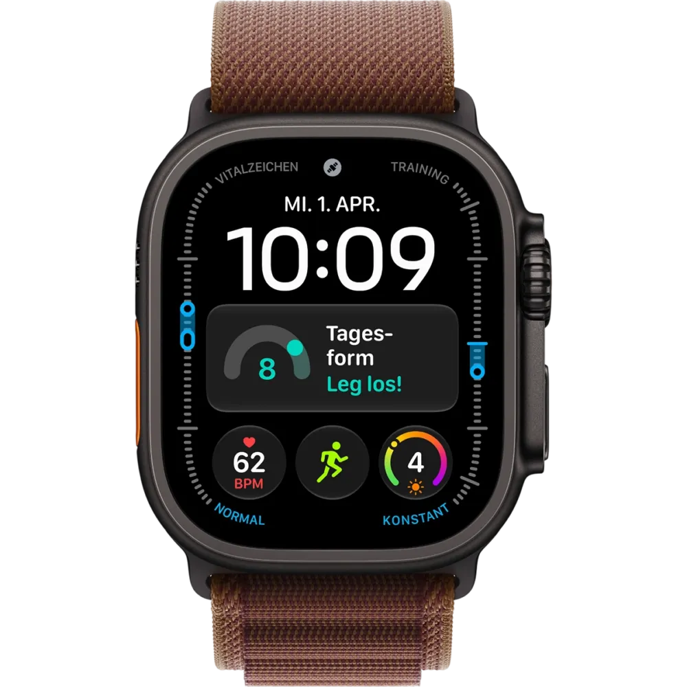 Apple Watch Ultra 4 GPS + Cellular 49mm Black Titanium Case with Burgundy Alpine Loop - Medium