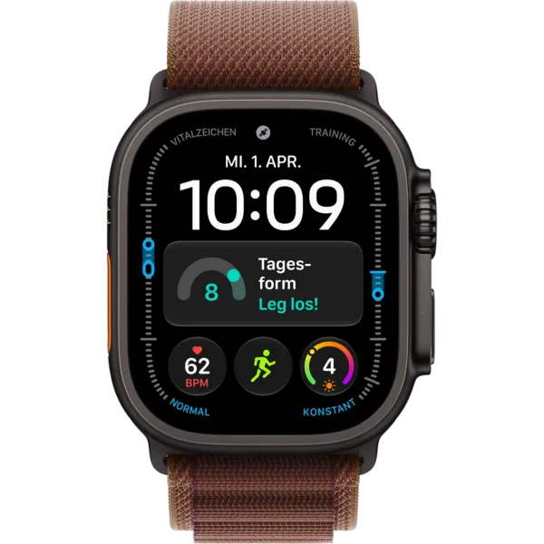 Apple Watch Ultra 4 GPS + Cellular 49mm Black Titanium Case with Burgundy Alpine Loop - Large