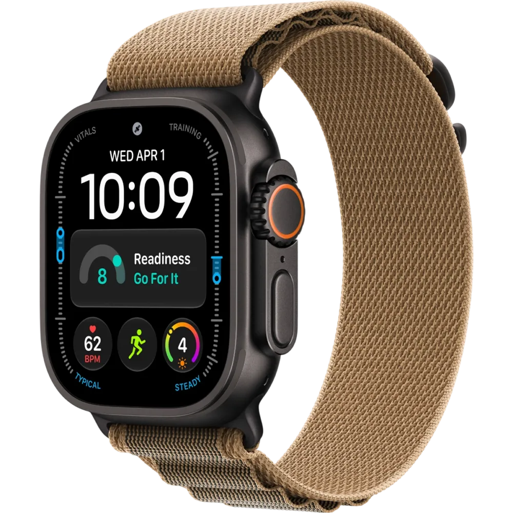 Apple Watch Ultra 4 GPS + Cellular 49mm Black Titanium Case with Desert Alpine Loop - Medium (MJCT4+MKF44)