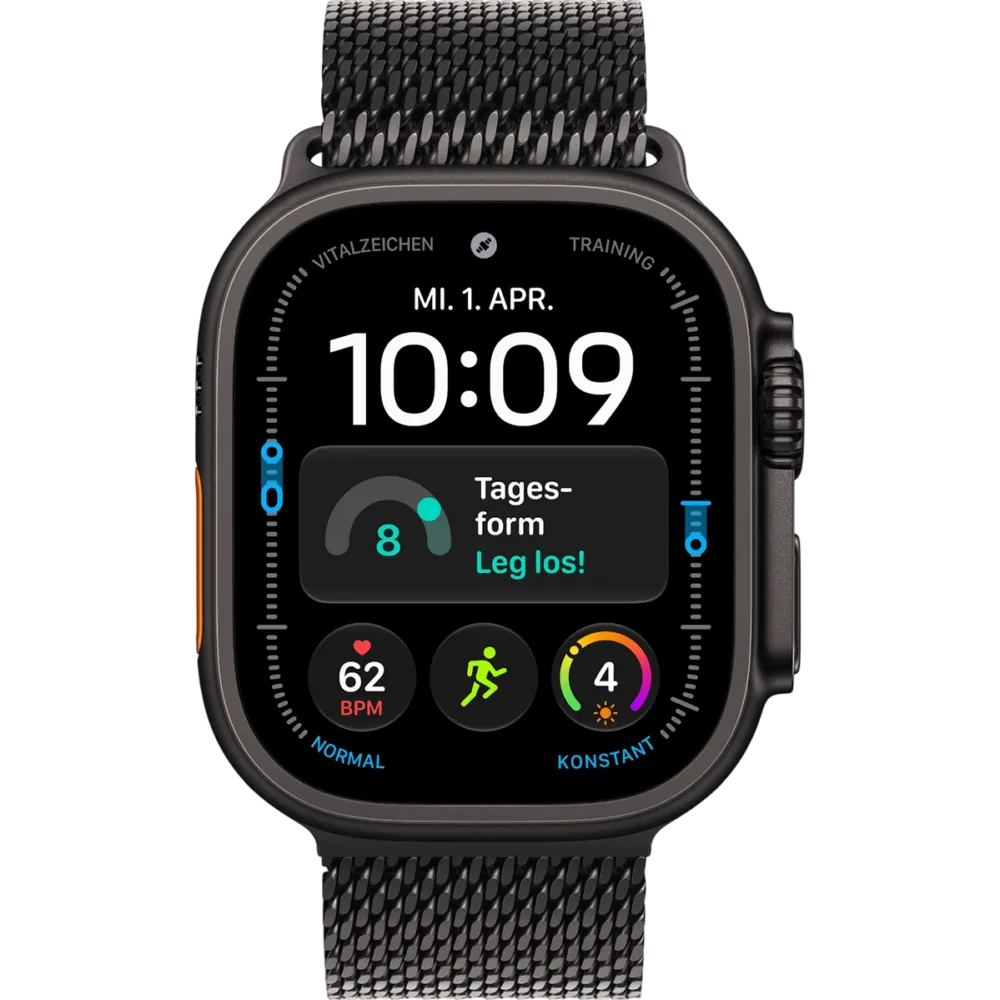 Apple Watch Ultra 4 GPS + Cellular 49mm Black Titanium Case with Black Titanium Milanese Loop - Medium
