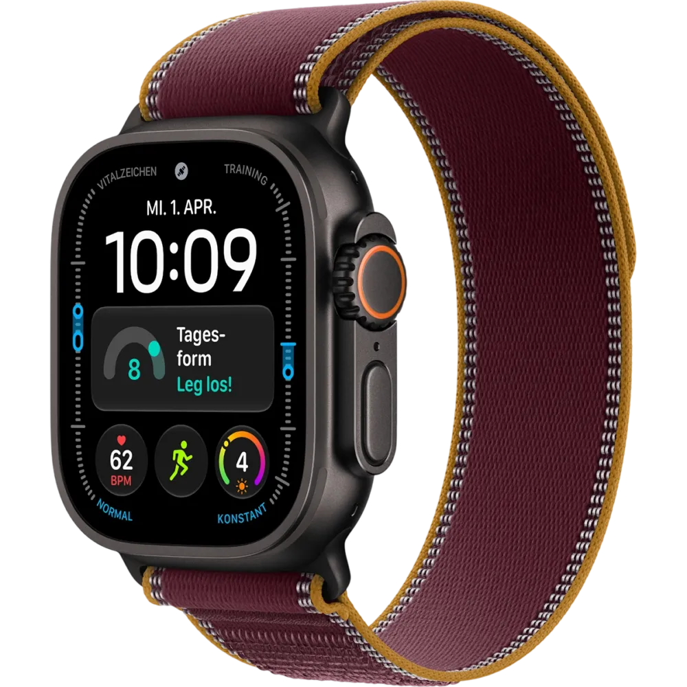 Apple Watch Ultra 4 GPS + Cellular 49mm Black Titanium Case with Burgundy Trail Loop - M/L