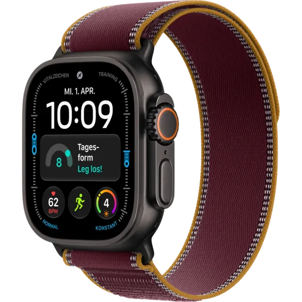 Apple Watch Ultra 4 GPS + Cellular 49mm Black Titanium Case with Burgundy Trail Loop - M/L