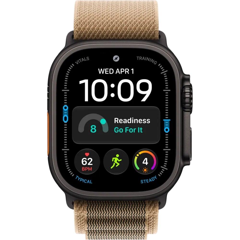 Apple Watch Ultra 4 GPS + Cellular 49mm Black Titanium Case with Desert Alpine Loop - Medium (MJCT4+MKF44)