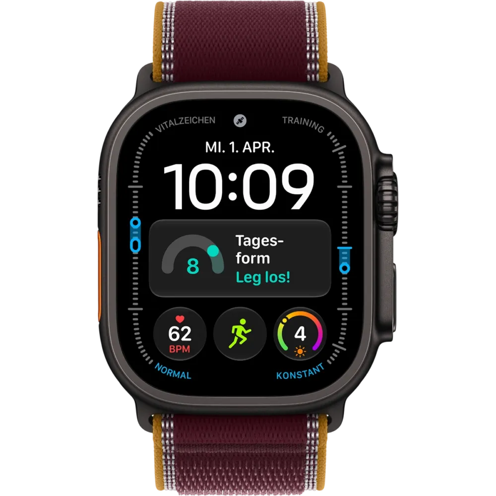 Apple Watch Ultra 4 GPS + Cellular 49mm Black Titanium Case with Burgundy Trail Loop - M/L
