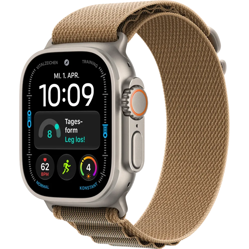 Apple Watch Ultra 4 GPS + Cellular 49mm Natural Titanium Case with Desert Alpine Loop - Medium