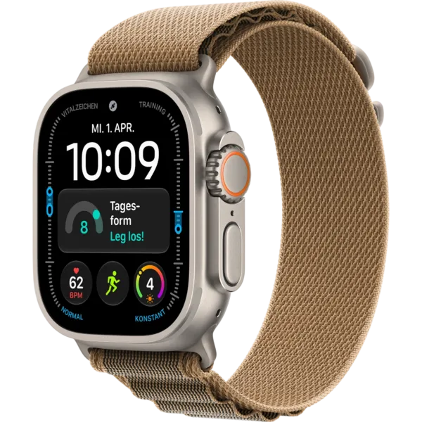 Apple Watch Ultra 4 GPS + Cellular 49mm Natural Titanium Case with Desert Alpine Loop - Large