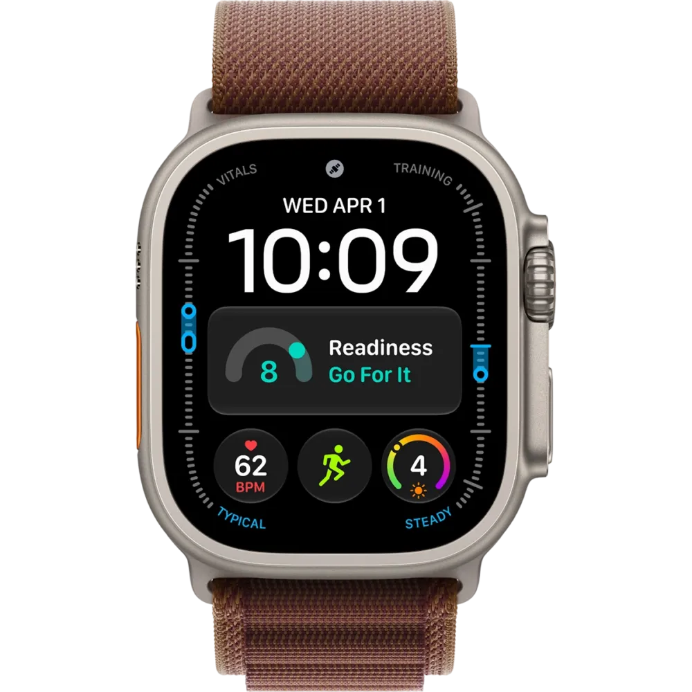Apple Watch Ultra 4 GPS + Cellular 49mm Natural Titanium Case with Burgundy Alpine Loop - Large (MJCR4+MK7F4)