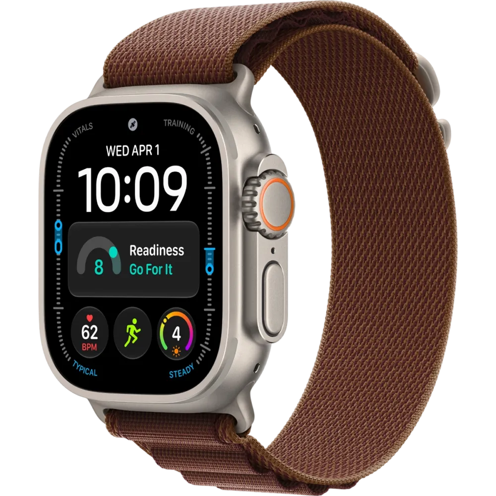 Apple Watch Ultra 4 GPS + Cellular 49mm Natural Titanium Case with Burgundy Alpine Loop - Large (MJCR4+MK7F4)