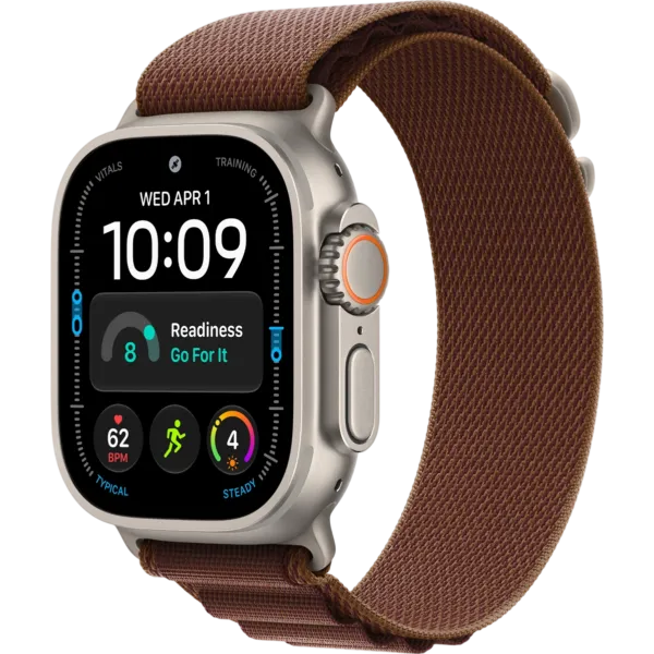 Apple Watch Ultra 4 GPS + Cellular 49mm Natural Titanium Case with Burgundy Alpine Loop - Large (MJCR4+MK7F4)