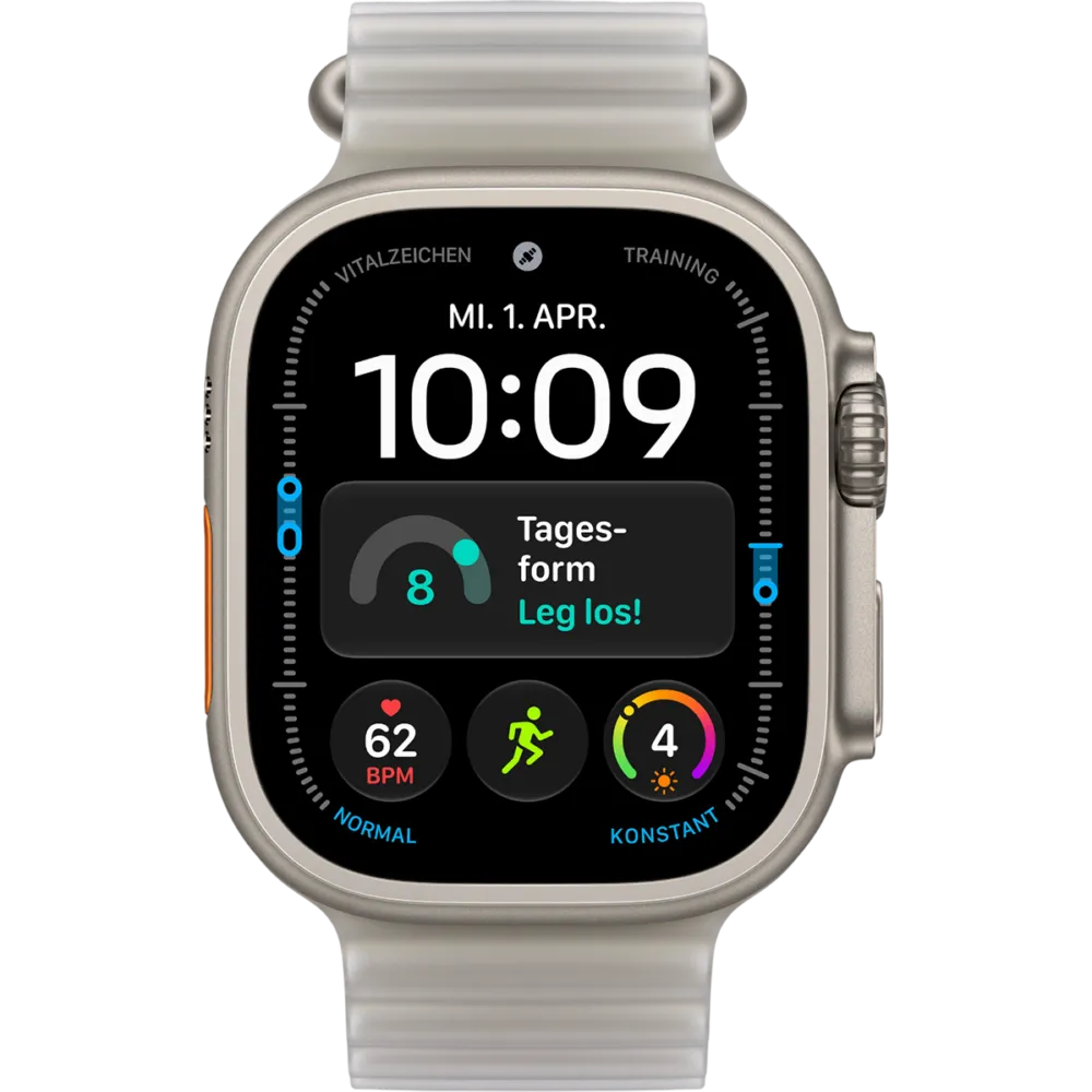 Apple Watch Ultra 4 GPS + Cellular 49mm Natural Titanium Case with Translucent Gray Ocean Band