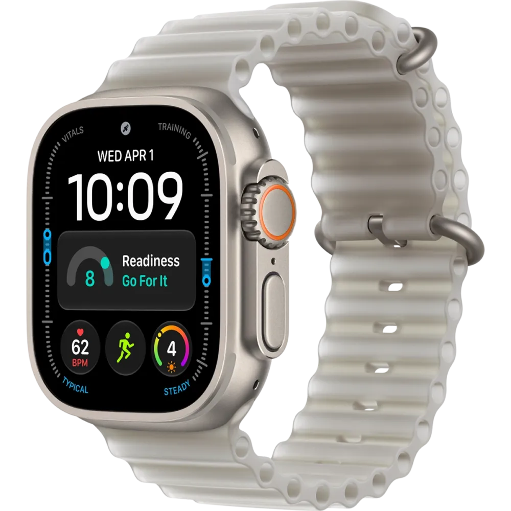 Apple Watch Ultra 4 GPS + Cellular 49mm Natural Titanium Case with Translucent Gray Ocean Band