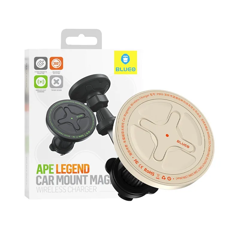Автомобільний зарядний пристрій Blueo Ape Legend Car Mount Magnetic Wireless Charger Creamy White