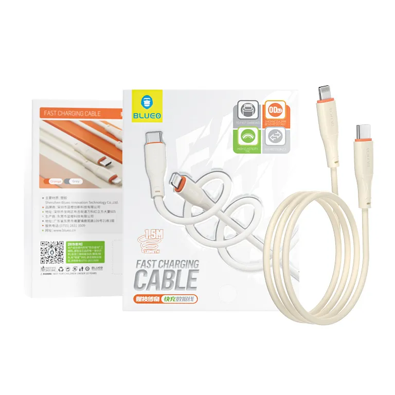 Зарядний кабель Blueo Ape Legend USB-C to Lightning Fast Charging Cable Creamy White/Orange
