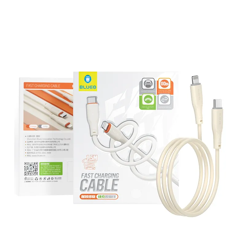 Зарядний кабель Blueo Ape Legend USB-C to Lightning Fast Charging Cable Creamy White/Grey