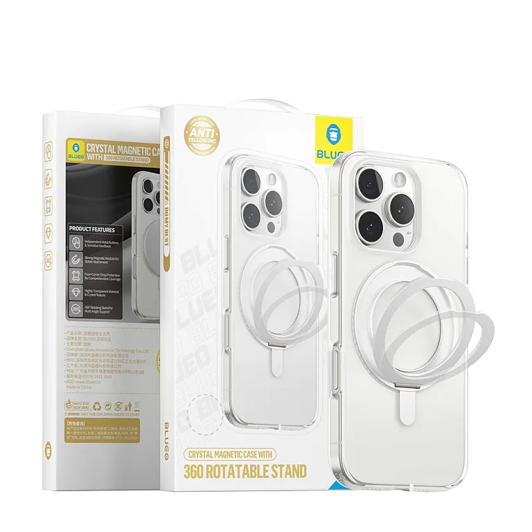 Чохол-накладка Blueo Crystal Case ROTATABLE Stand для iPhone 16 Pro Max with MagSafe Transparent