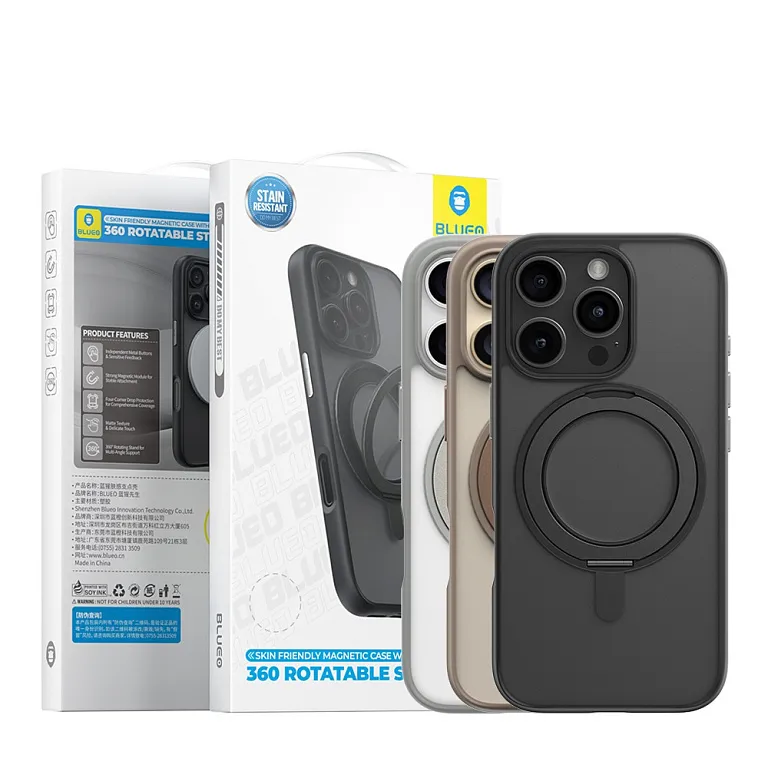 Чохол-накладка Blueo Frosted Magnetic Case ROTATABLE Stand для iPhone 16 Pro Max with MagSafe Grey
