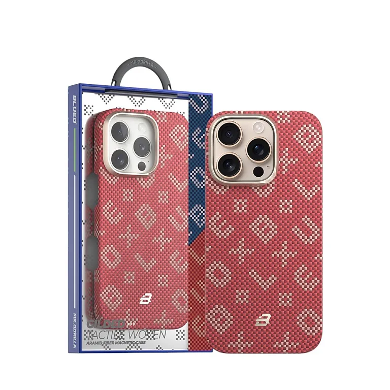 Чохол-накладка Blueo Gilded Tactile Woven Aramid Fiber для iPhone 16 Pro Max with MagSafe Red