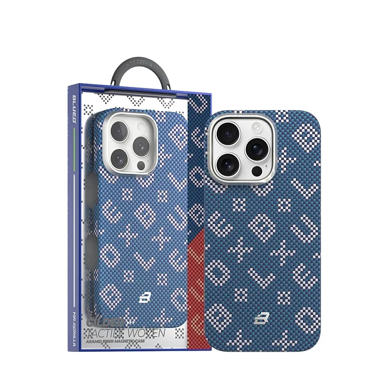 Чохол-накладка Blueo Gilded Tactile Woven Aramid Fiber для iPhone 16 Pro Max with MagSafe Blue