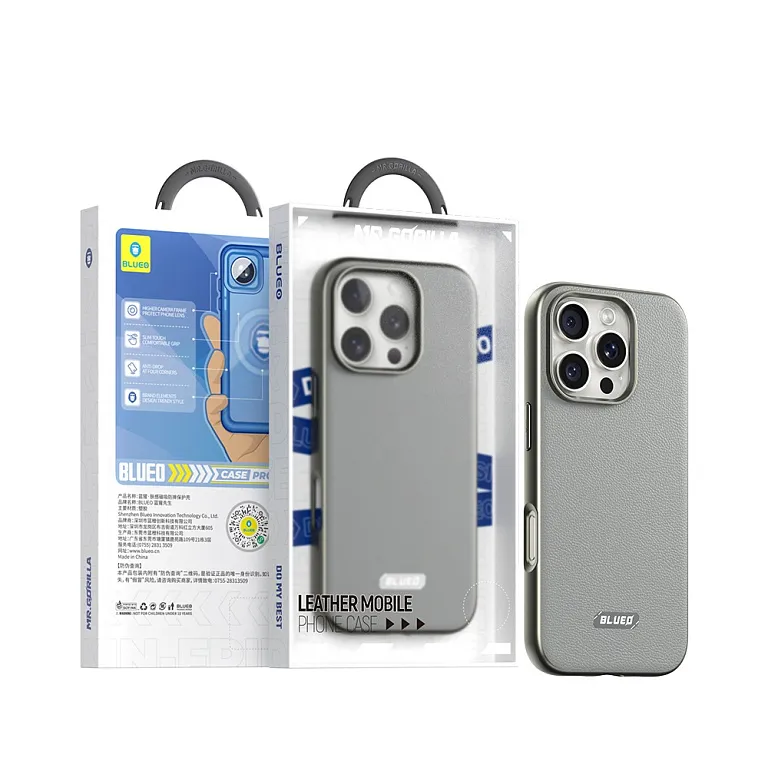 Чохол-накладка Blueo Leather Case для iPhone 16 Pro Max with MagSafe Grey