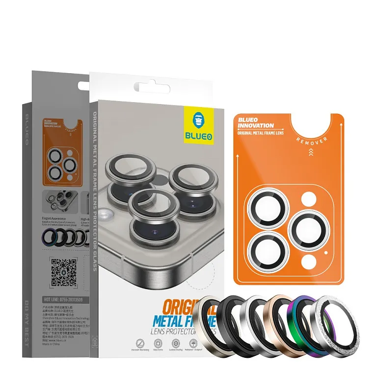 Захисне скло Blueo Original Metal Frame Lens Glass для iPhone 15 Pro/15 Pro Max/16 Pro/16 Pro Max Gold