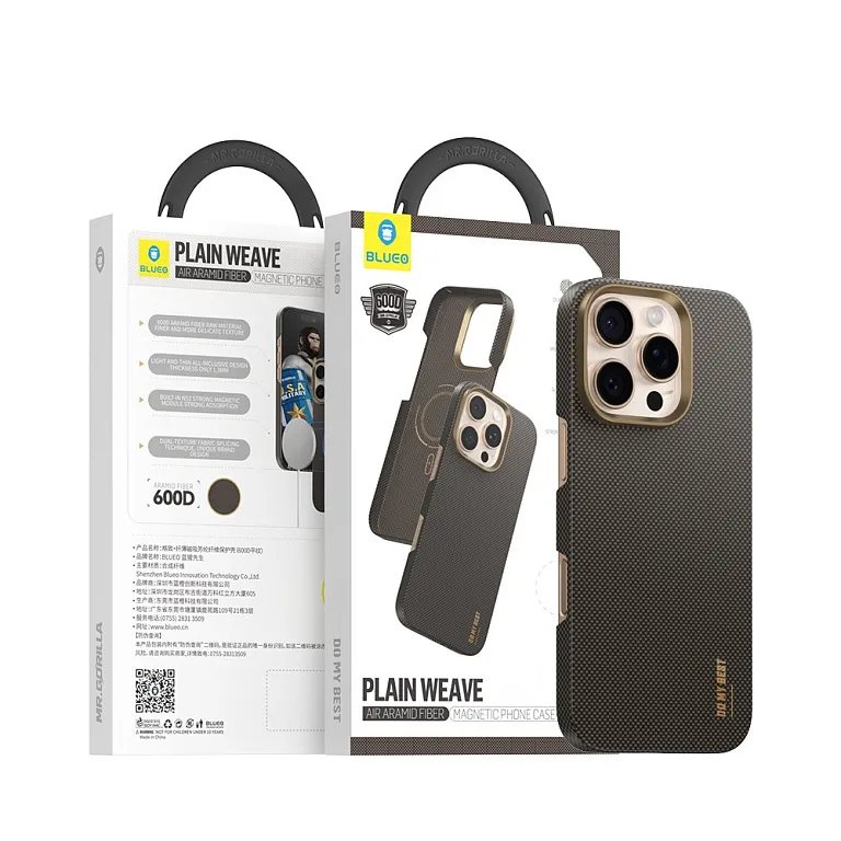 Чохол-накладка Blueo Plain Weave Air Aramid Fiber (600D) Case для iPhone 16 Pro Max with MagSafe Gold