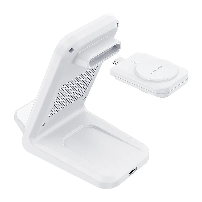 Бездротовий зарядний пристрій Choetech 15W 3 in 1 Wireless Charger Stand для Apple/Samsung Watch White