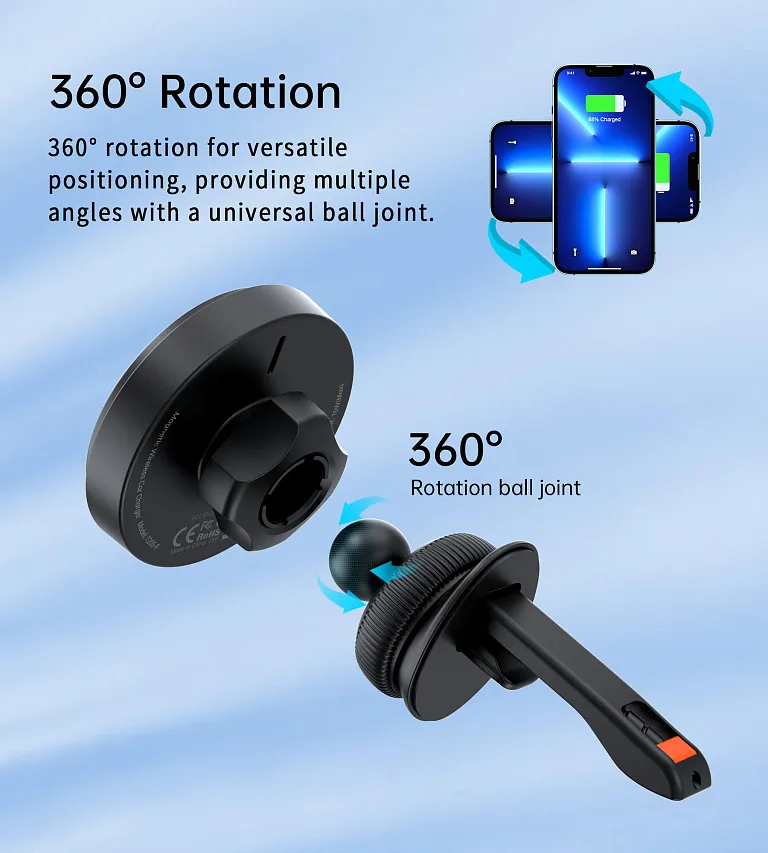 Автомобільний зарядний пристрій Choetech 15W Magnetic Сar Сharger with LED Blue