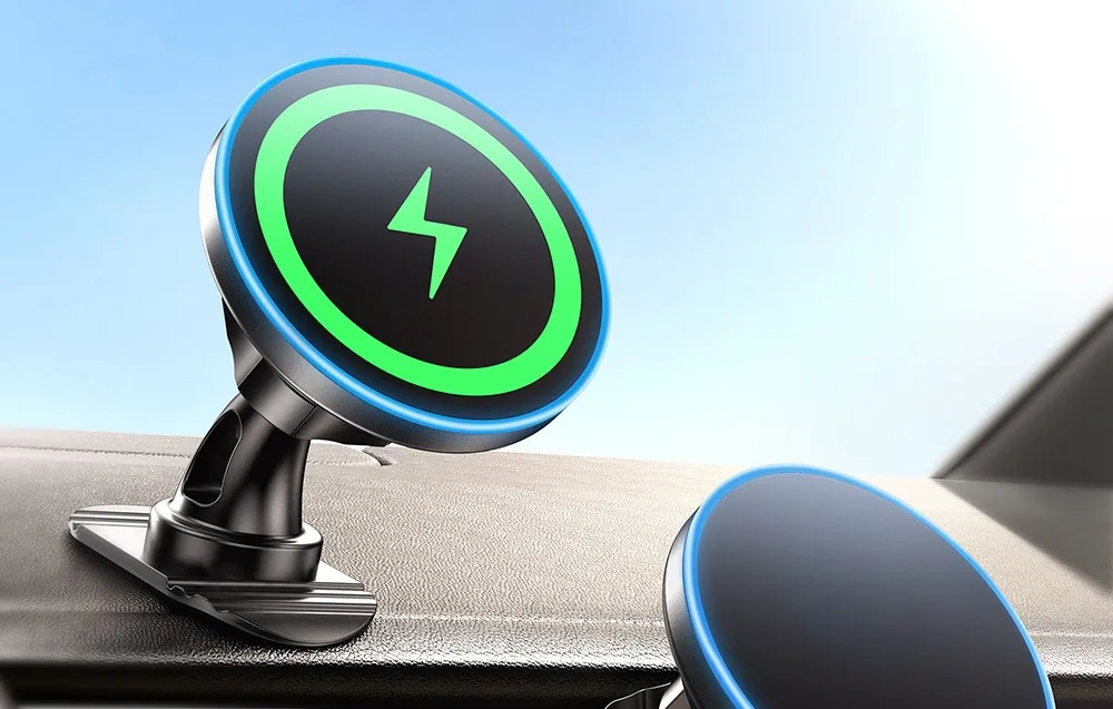 Автомобільний зарядний пристрій Choetech 15W Round Magnetic Car Charger Chornyy