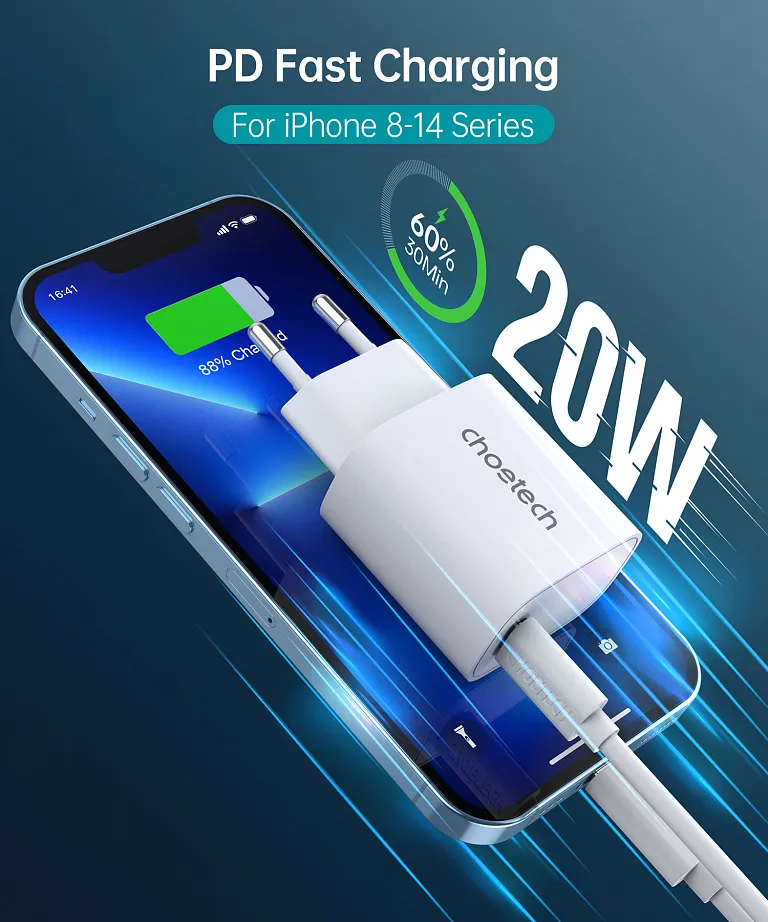 Мережевий зарядний пристрій Choetech 20W Charger White