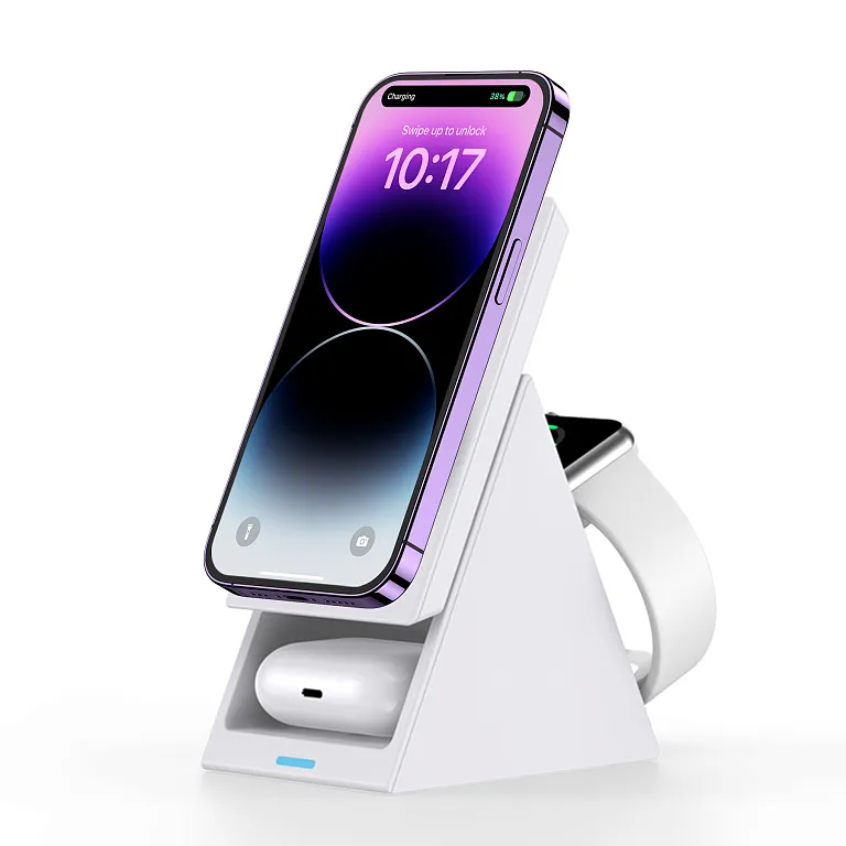 Бездротовий зарядний пристрій Choetech 3 in 1 Desktop Charger Stand White