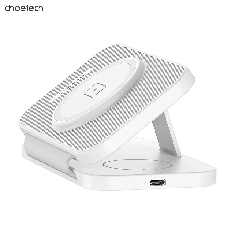 Бездротовий зарядний пристрій Choetech 3 in 1 Foldable Travel Charger Pad White