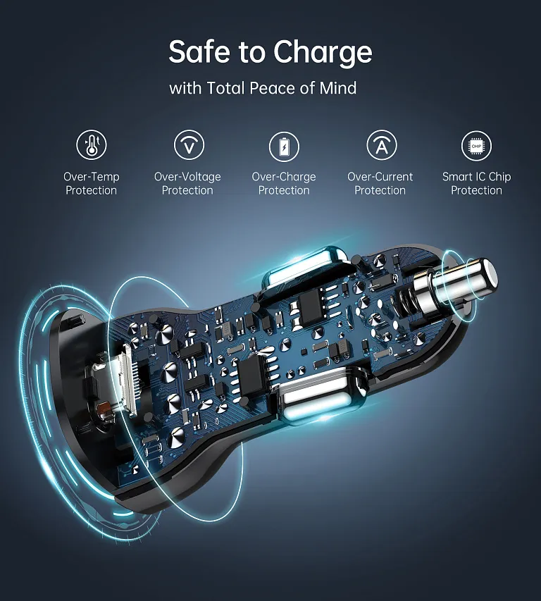 Автомобільний зарядний пристрій Choetech 40W Dual Type-C Fast Car Charger