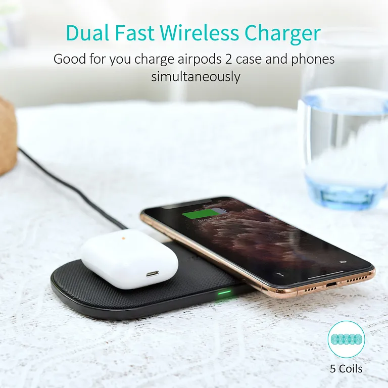 Бездротовий зарядний пристрій Choetech 5-Coil Dual Fast Wireless Charger