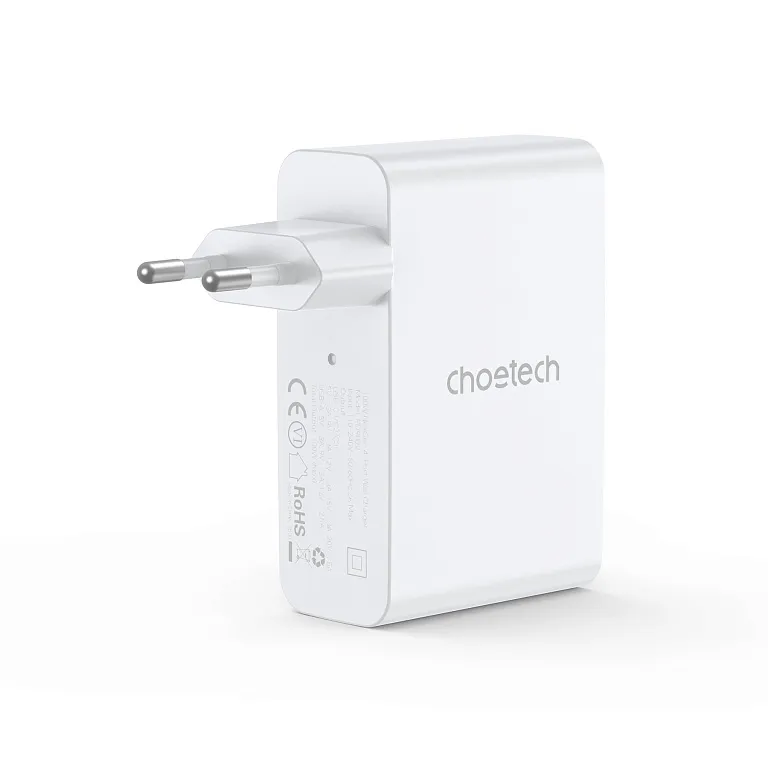 Мережевий зарядний пристрій Choetech GaN PD 100W 4 Ports 3*USB-C+A Wall Charger White