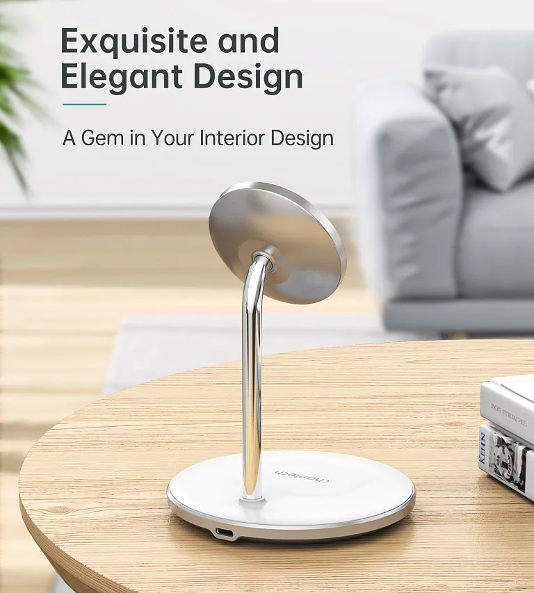 Бездротовий зарядний пристрій Choetech Magnetic 2 in 1 Magnetic Wireless Charging Stand White