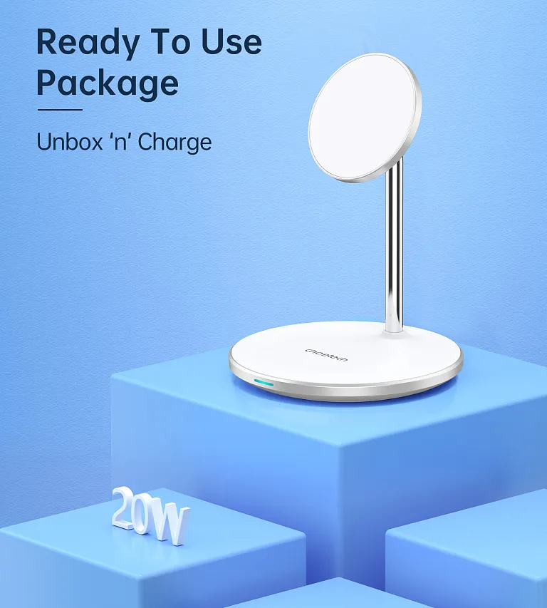 Бездротовий зарядний пристрій Choetech Magnetic 2 in 1 Magnetic Wireless Charging Stand White