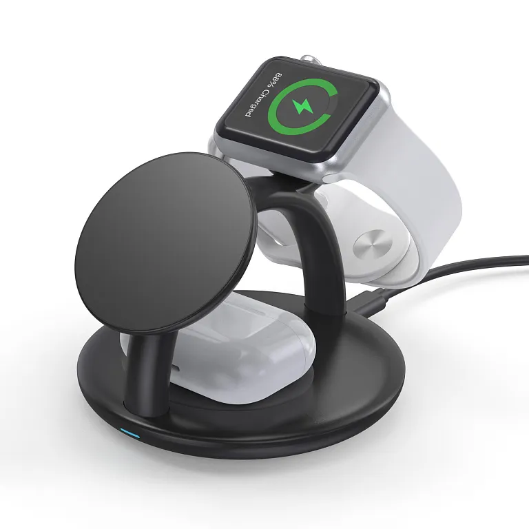 Бездротовий зарядний пристрій Choetech Magnetic 3 in 1 Magnetic Wireless Charging Stand (Kettle) Black