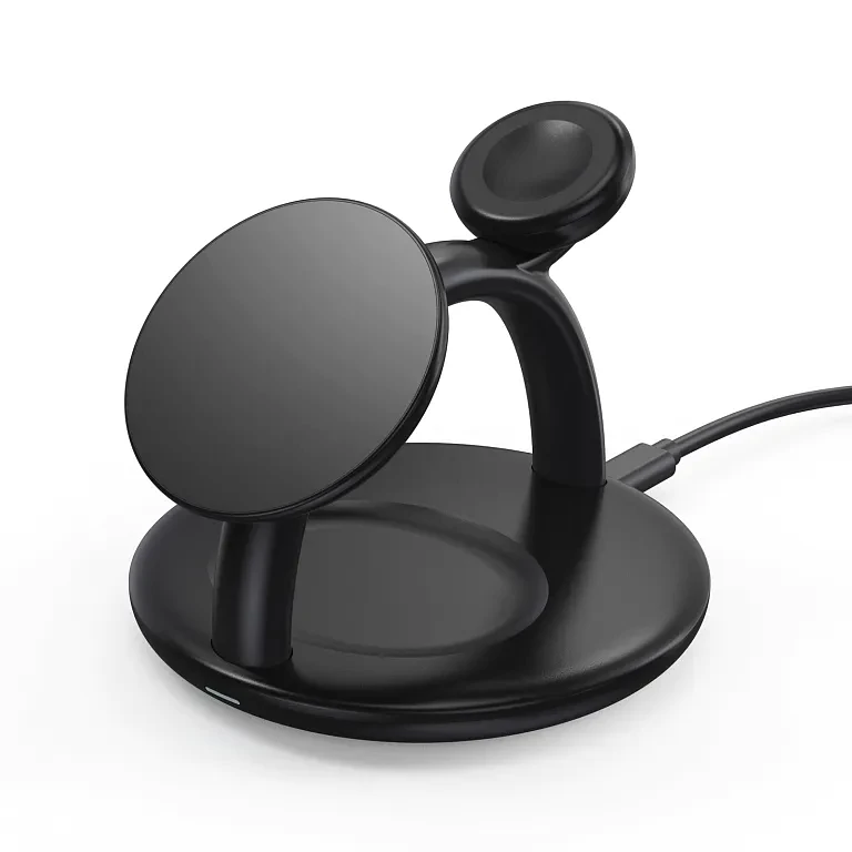 Бездротовий зарядний пристрій Choetech Magnetic 3 in 1 Magnetic Wireless Charging Stand (Kettle) Black Chornyy