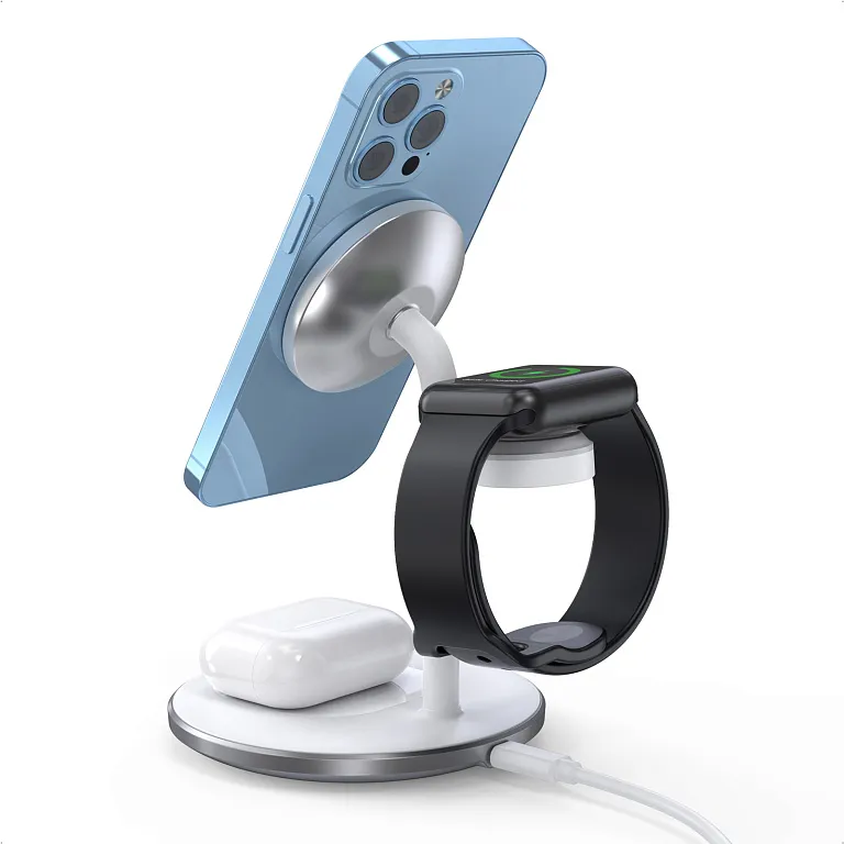 Бездротовий зарядний пристрій Choetech Magnetic 3 in 1 Magnetic Wireless Charging Stand White