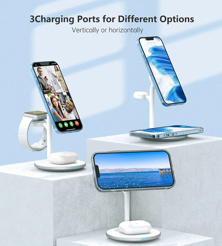 Бездротовий зарядний пристрій Choetech Magnetic 3 in 1 Magnetic Wireless Charging Stand White